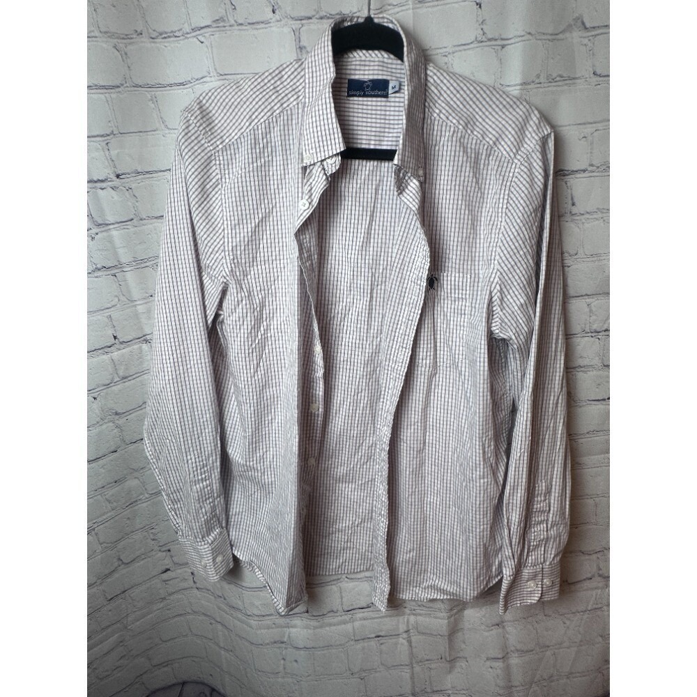 Simply Southern Seersucker Button Down Shirt Striped Casual Top Medium
